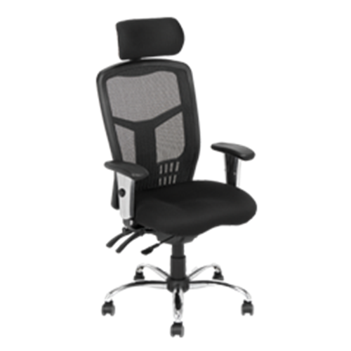 Diablo Executive Chair 3 Lvr 180kg High Mesh Back Chrome Base Black